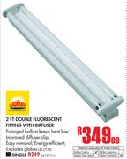 Radiant 2 FT Double Fluorscent Fitting With Diffuser-Each