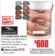 Fired Earth Extreme Roof Acrylic Green & White-20Ltr