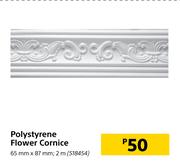 Polystyrene Flower Cornice 2m-65mm x 87mm