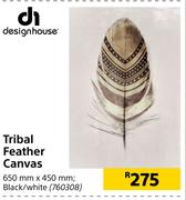 Design House Tribal Feather Canvas (Black/White)-650mm x 450mm