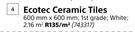 Ecotec Ceramic Tiles-600mm x 600mm Per Sqm