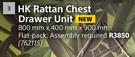 HK Rattan Chest Drawer Unit-800mm x 400mm x 900mm