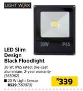 Light Worx 20W LED Slim Design Black Floodlight Light Sensor