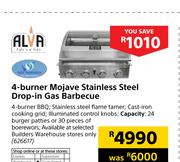 Alva 4 Burner Mojave Stainless Steel Drop In Gas Barbecue