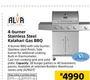 Alva 4 Burner Stainless Steel Kalahari Gas BBQ