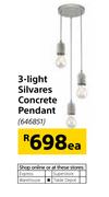 3-Light Silvares Concrete Pendant-Each
