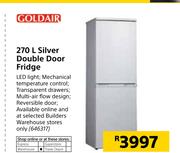 Goldair 270Ltr Silver Double Door Fridge