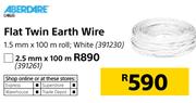Aberdare Flat Twin Earth Wire-2.5mm x 100m Roll, White