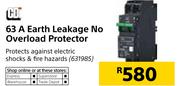 CBI 63A Earth Leakage No Overload Protector