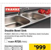 Franke Double Bowl Sink PLN611-460mm x 1160mm