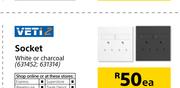 Veti 2 Socket White Or Charcoal-Each