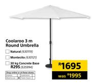 Coolaroo 3m Round Umbrella 30Kg Concrete Base