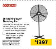 Goldair 66cm Hi Powered Wall Fan Grey GIWF26