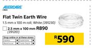 Aberdare Flat Twin Earth Wire-2.5mm x 100m Roll, White