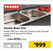 Franke Double Bowl Sink PLN611-460mm x 1160mm