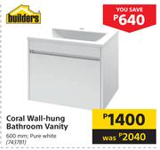 Builders Coral Wall-Hung Bathroom Vanity 