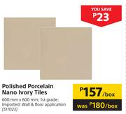 Polished Nano Ivory Porcelain Tiles- Per Box