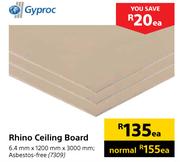 Gyproc Rhino Ceiling Board 6.4mm x 1200mm x 3000mm-Each