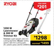 2Ryobi 1200W Lawnmower & 300W Trimmer Kit