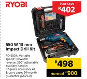 Ryobi 550W 13mm Impact Drill Kit PD-550K