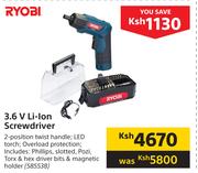 Ryobi 3.6V Li-Ion Screwdriver