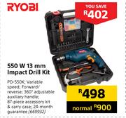 Ryobi 550W 13mm Impact Drill Kit