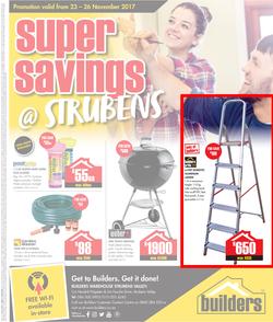 Builders Strubens : Super Savings (23 Nov - 26 Nov 2017), page 1