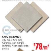 Ceramic Industries Caro Tile Range-430mm x 430mm Per Sqm