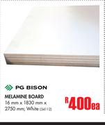 PG Bison Melamine Board White-16mm x 1830mm x 2750mm Each
