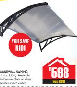 6.4mmX1200mmX3600mm. Multiwall Awning 