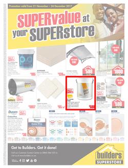 Builders Willowvale : Super Value (21 Nov - 24 Dec 2017), page 1