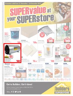 Builders Willowvale : Super Value (21 Nov - 24 Dec 2017), page 1