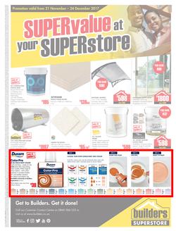 Builders Willowvale : Super Value (21 Nov - 24 Dec 2017), page 1