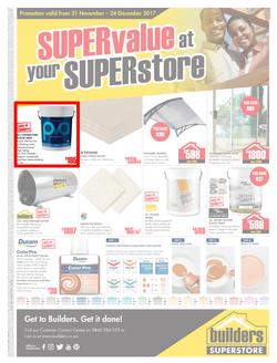 Builders Willowvale : Super Value (21 Nov - 24 Dec 2017), page 1