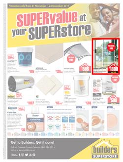 Builders Willowvale : Super Value (21 Nov - 24 Dec 2017), page 1