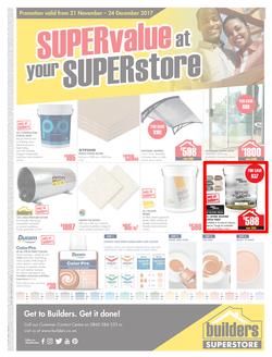 Builders Willowvale : Super Value (21 Nov - 24 Dec 2017), page 1