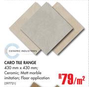 Ceramic Industries Caro Tile Range-430mm x 430mm Per Sqm