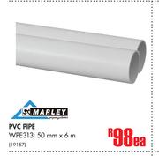 Marley PVC Pipe WPE313-50mm x 6m Each
