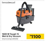 Bennett Read 1600W Tough 15 Wet & Dry Vacuum (Grey & Orange)