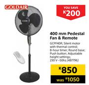 Goldair 400mm Pedestal Fan & Remote GCPF40R