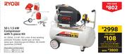 Ryobi 50L 1.5KW Compressor With 5 Piece Kit