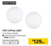Light Worx 12W White LED Ceiling Light-Each