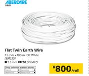 Aberdare Flat Twin Earth Wire White-2.5mm x 100m Roll