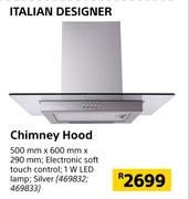 Italian Designer Chimney Hood-500mm x 600mm x 290mm
