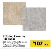 Polished Porcelain Tile Range 600mm x 600mm-Per Box