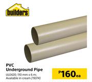 Builders PVC Underground Pipe ULE420-110mm x 6m Each