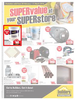 Builders Inland : Super value at your Super store (20 Feb - 11 Mar 2018), page 1