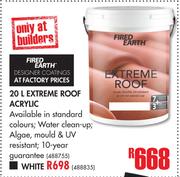 Fired Earth 20Ltr White Roof Acrylic