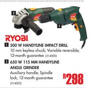 Ryobi 650W 115MM Handyline Angle Grinder