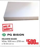 PG Bison Melamine Board White-1830mm x 2750mm x 16mm Each
